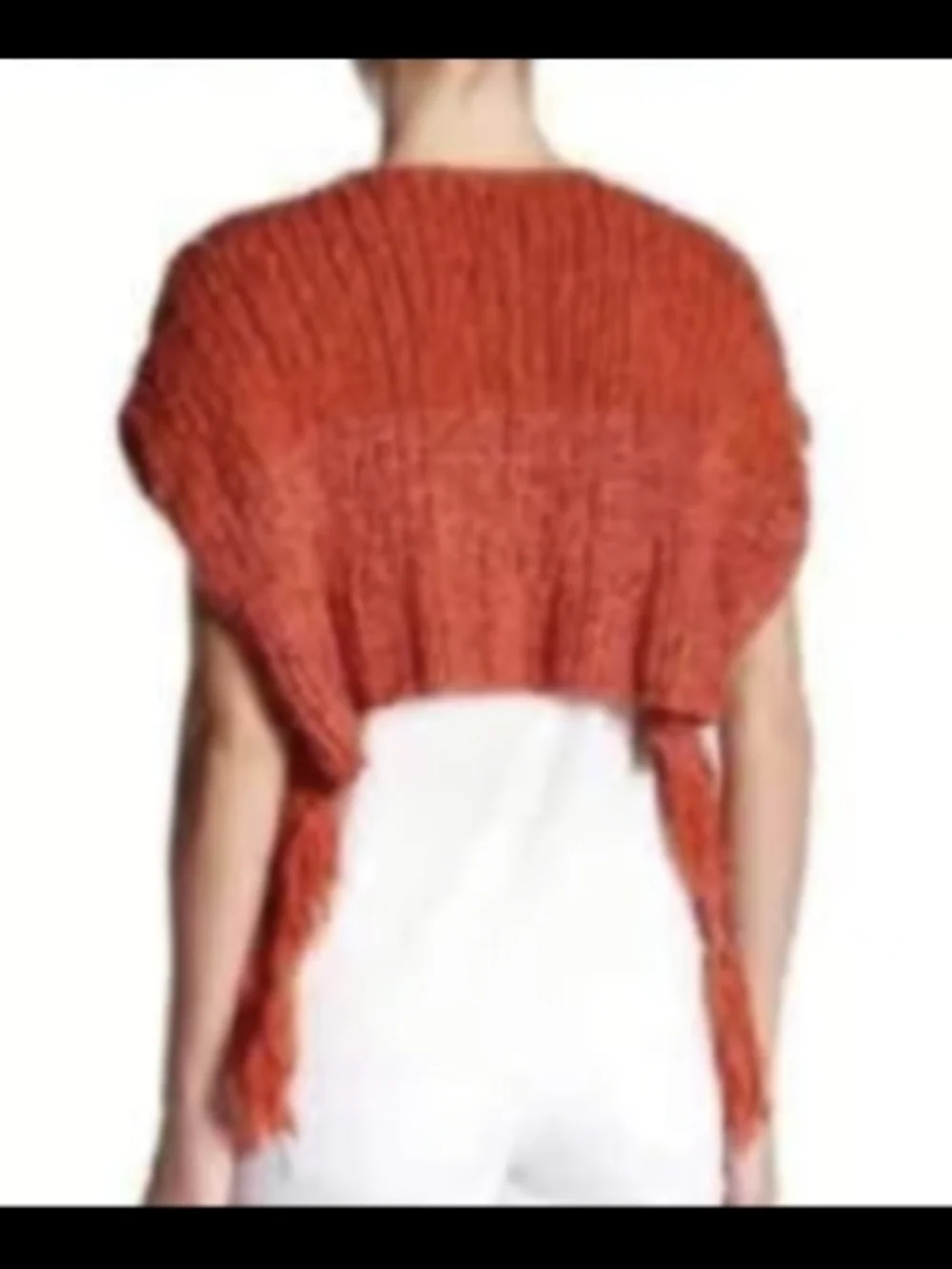 Free People Cropped Open Knit Fringe in Rust Orange - Picture 3 of 4